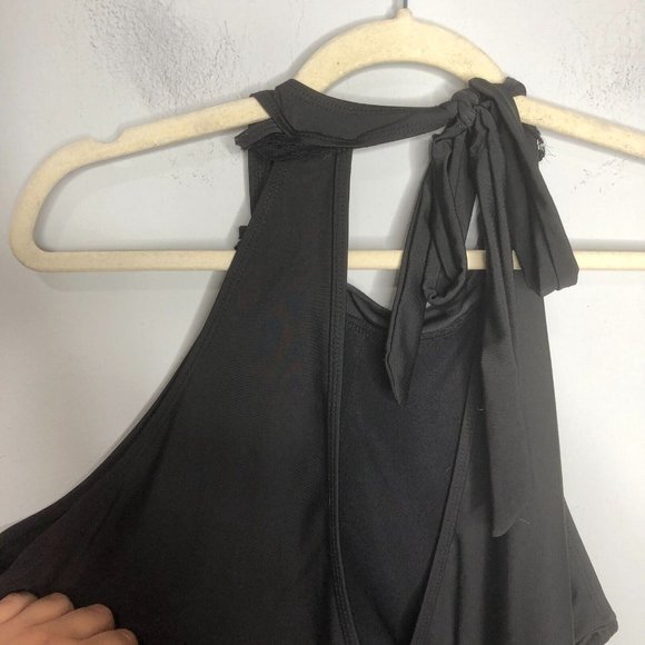 Shein Womens One Piece Swimsuit Black Plus Size 3X Halter Ruched Pool Beach - Picture 6 of 10